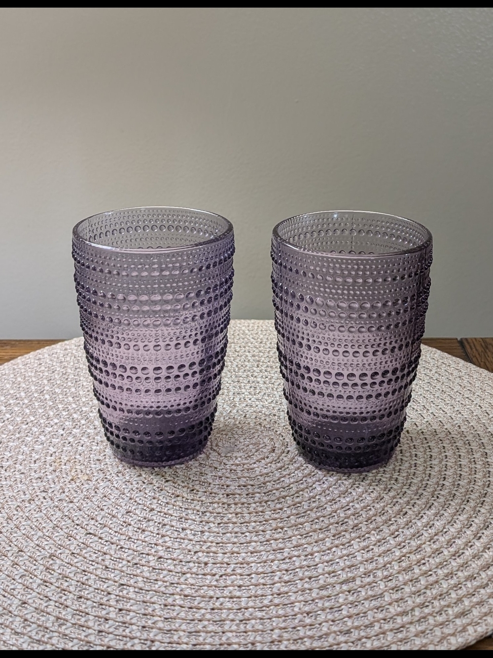 Set of 2 Vintage Purple Hobnail Glass Tumblers Cottagecore Style